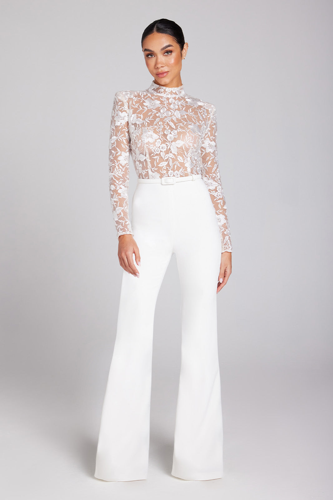 Long sleeve bridal jumpsuit hotsell