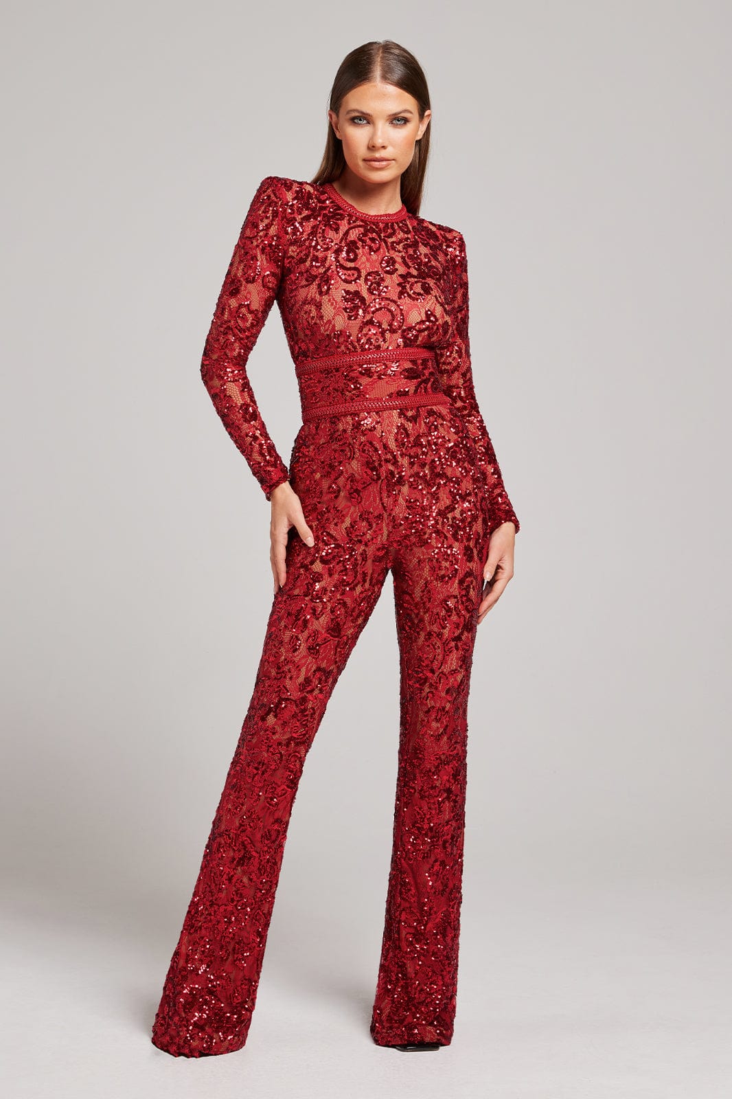 Sequin jumpsuit red online