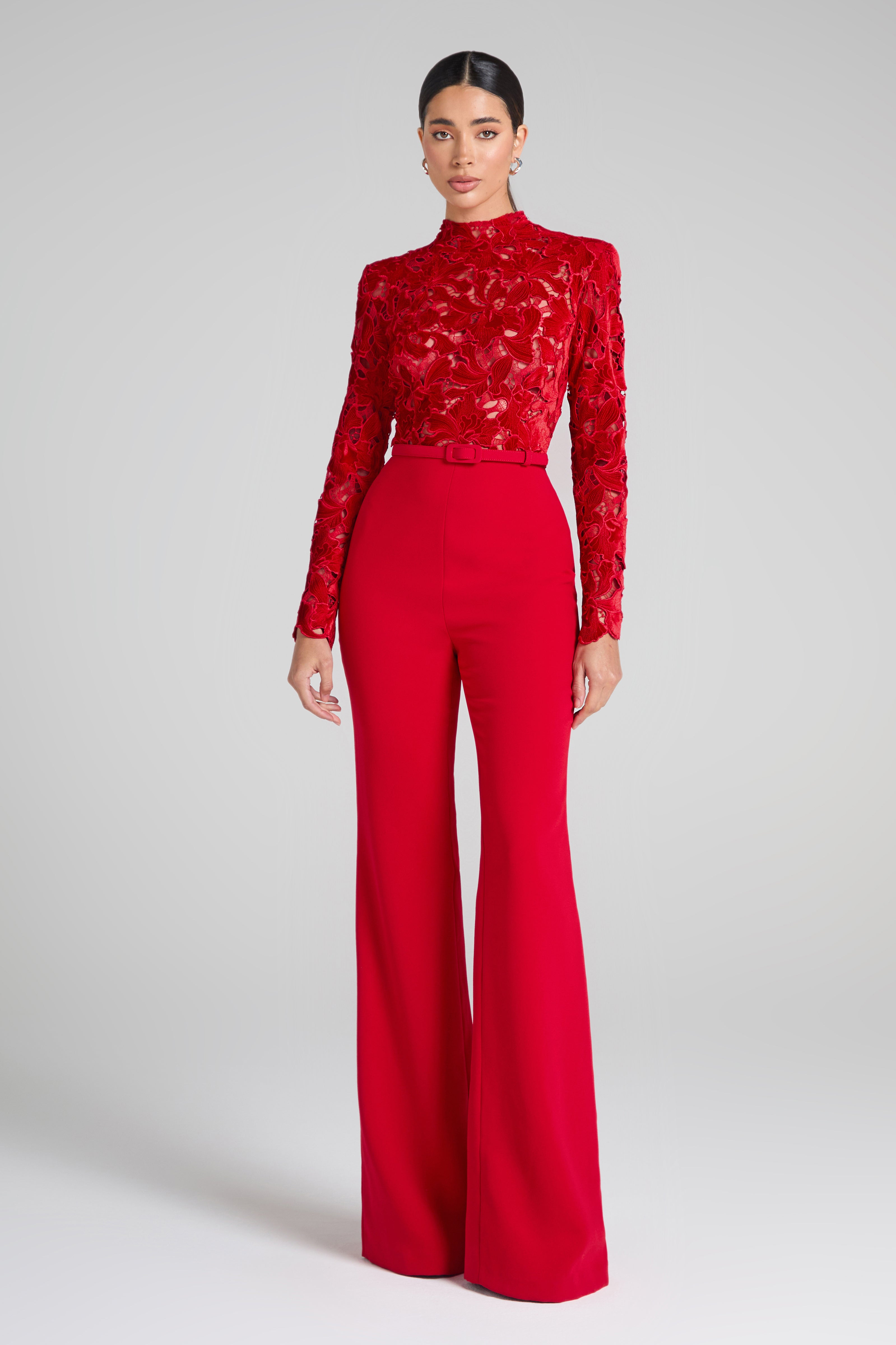 Red jumpsuit lace online