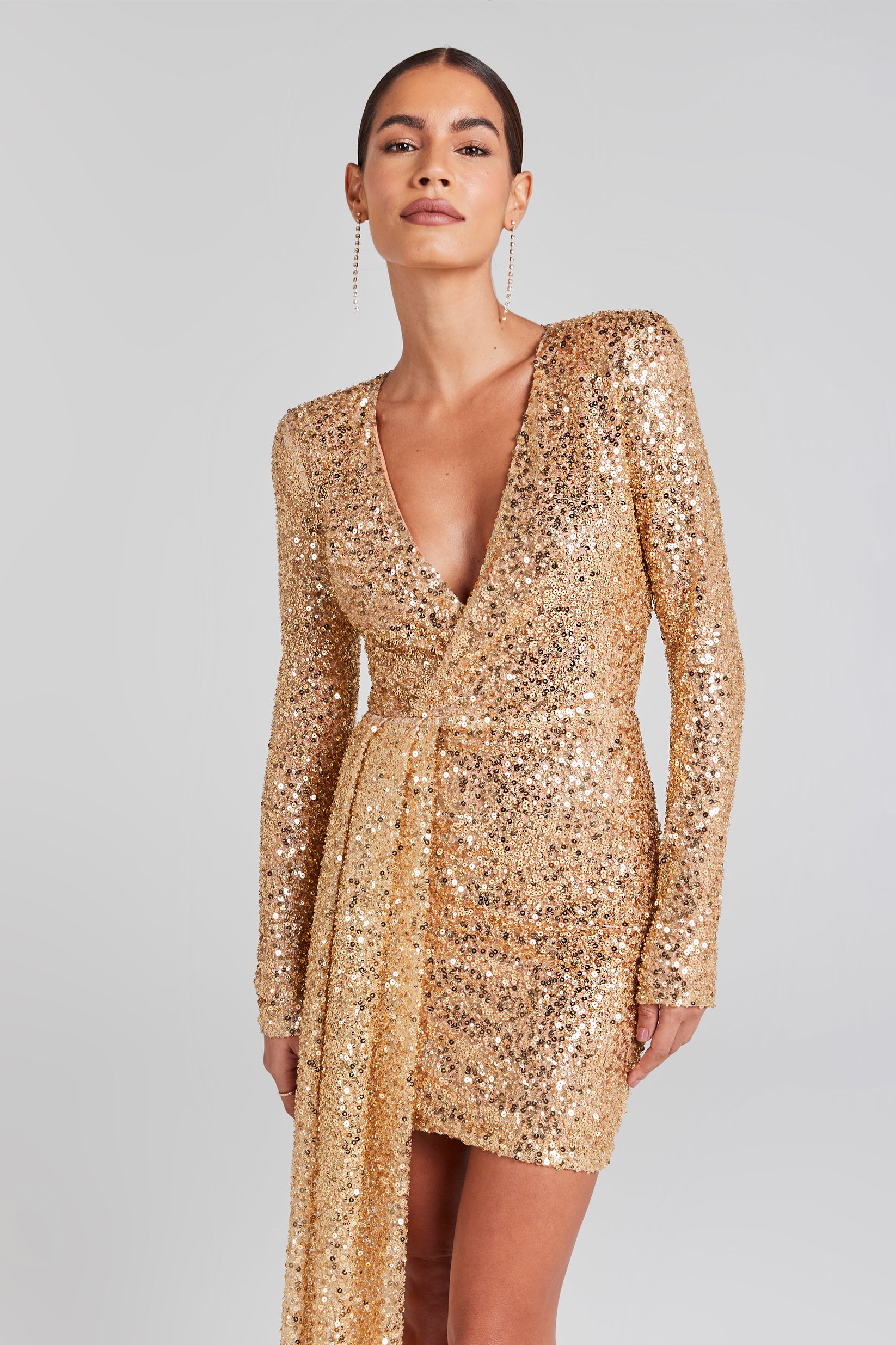 Leah Gold Dress – NADINE MERABI