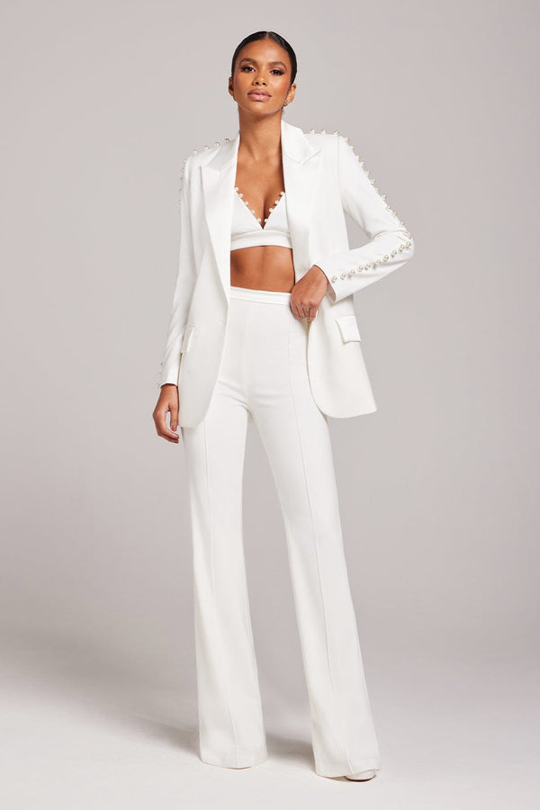 Tailored linenblend trousers  White  Ladies  HM IN